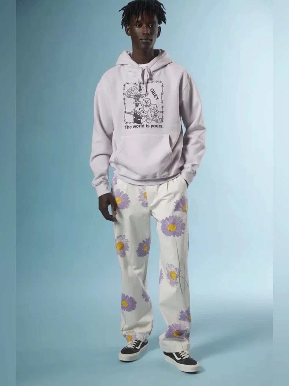 OBEY Printed Flowers Pleated Chino Pant Sz 32x30 Unisex  (Ago A-2)